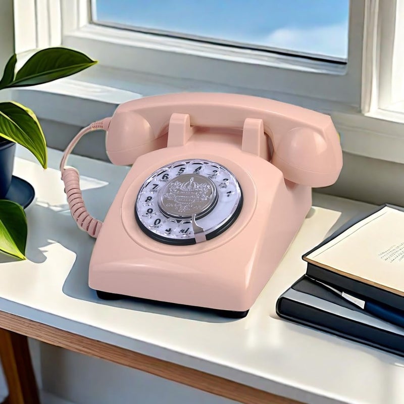 TelPal Landline Telephones, Corded Telephone Classic Rotary Dial Home Phones Antique Vintage Phone of 1930s Old Fashion Business Telephone Home Office Decor - Image 3