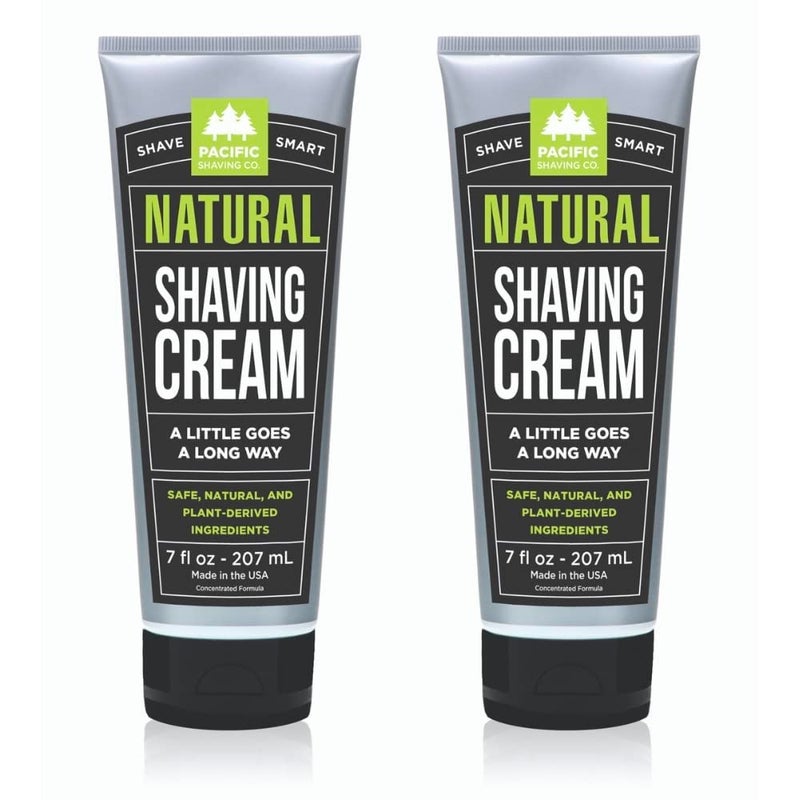 Pacific Shaving Company Natural Shaving Cream - Shea Butter + Vitamin E Shave Cream for Hydrated Sensitive Skin - Clean Formula for a Smooth, Anti-Redness + Irritation-Free Shave Cream (7 Oz, 2 Pack) - Image 1