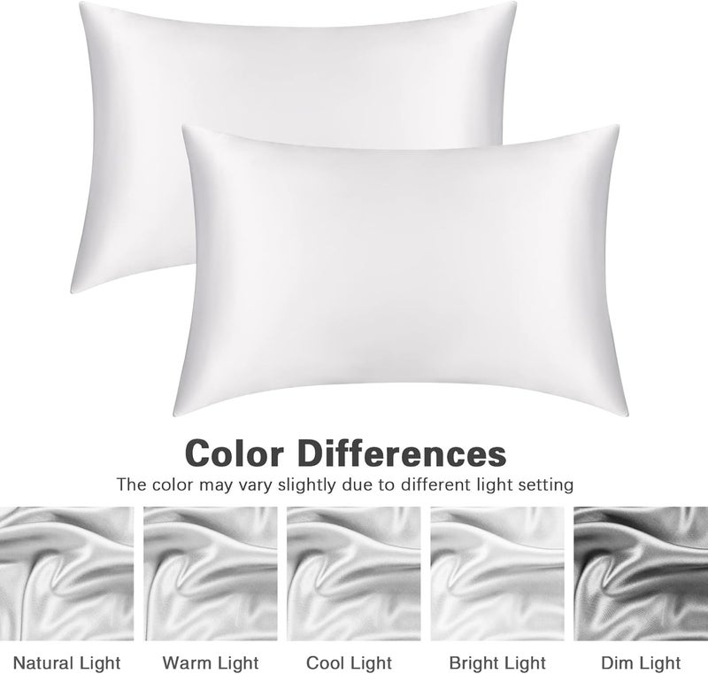 Nan Silky Soft Satin Pillowcase Set of 2 - White, 20x36 Inches - Image 3