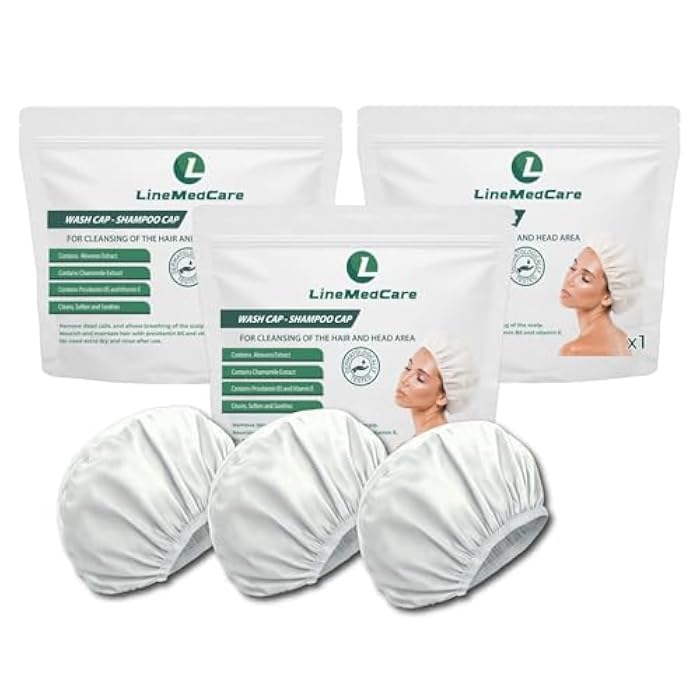 3 packs Rinse Free Shampoo Cap Hair Wash Contains Aloe Vera, Chamomile Extract, Vitamin E and Provitamin B5 Hypoallergenic, pH Balanced Microwavable. Pack of 3 Rinse Free No Water Shower Caps - Image 2