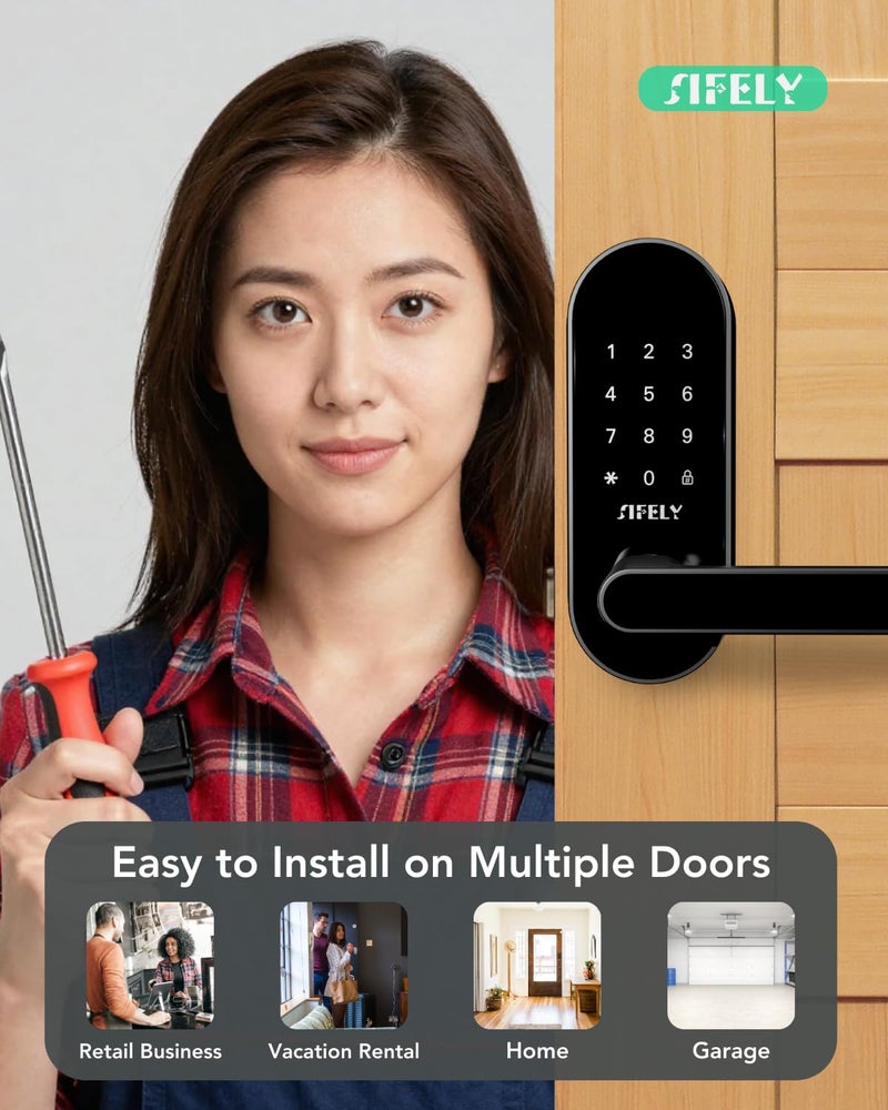 Sifely Keyless Entry Keypad Smart Door Lock with Handle & Knob â€“ Digital Deadbolt for Front, Bedroom, Office & Interior Doors, App Control for Airbnb, Guests & Kids, Easy DIY Install (No Fingerprint) - Image 3