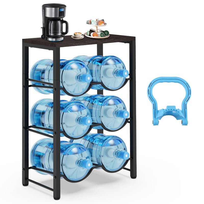 Semoprus 5 Gallon Water Bottle Holder for 6 Bottles, 3 Tiers Heavy-Duty Water Cooler Jug Rack with Reinforcement Frame for Home, Office, Restaurant - Image 1