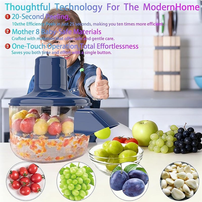 Fopudy Automatic Grape Peeler Machine,Electric Peeling Machine for Grape,Automatic Garlic & Cherry Tomato Peeler Skin Remover Tool for Small Fruits,Efficient Peeling Kitchen Gadget for Home Use (Blue) - Image 2