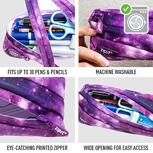 ZIPIT Galaxy Pencil Case for Girls, Cute Pencil Pouch for Teens, Aesthetic Stationery Bag for School, Purple - Image 3