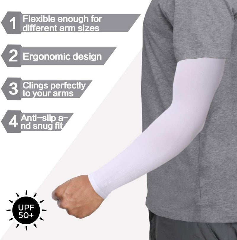 Feeke 4-Pairs Arm Sleeves for Men and Women - Tattoo Cover Up - Cooling Sports Sleeve for Basketball Golf Football - Image 4