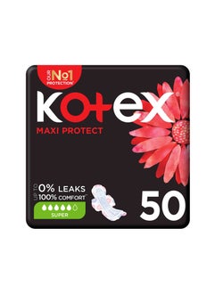 Kotex Maxi Protect Thick Heavy Cotton Sanitary Pads With Wings Day Use 50 Pcs  - Image 1