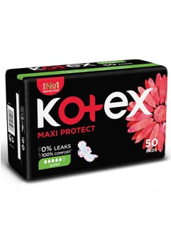 Kotex Maxi Protect Thick Heavy Cotton Sanitary Pads With Wings Day Use 50 Pcs  - Image 2