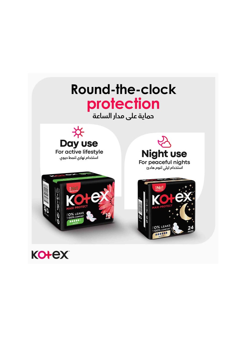 Kotex - Maxi Protect Thick Heavy Cotton Sanitary Pads With Wings Day Use 50 Pcs - Image 1