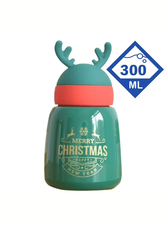 LITTLE SURPRISE BOX Mini Belly Green Antler Stainless Steel Sleek Christmas Water Bottle for Kids 300ML  - Image 5