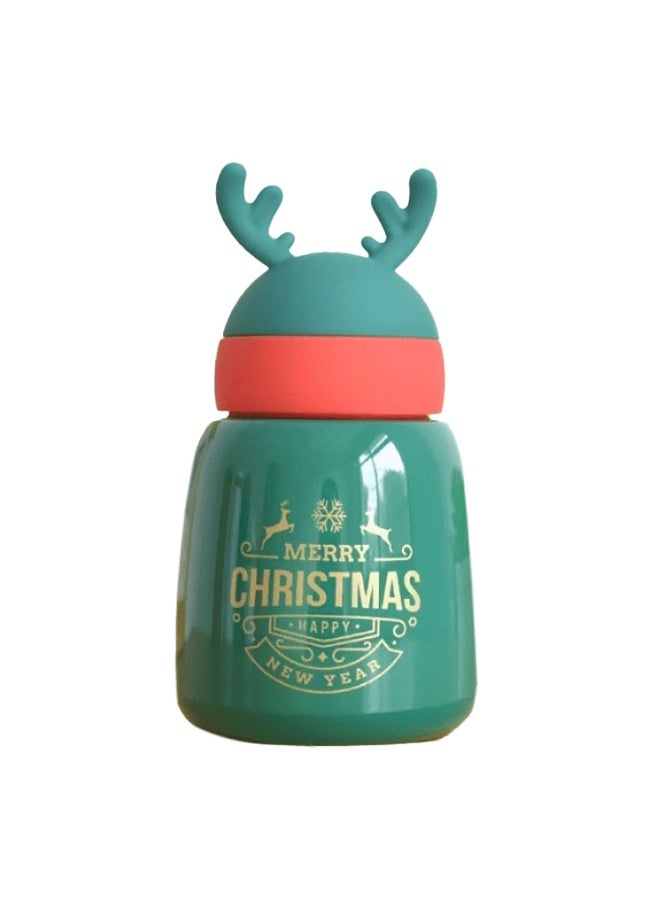 LITTLE SURPRISE BOX Mini Belly Green Antler Stainless Steel Sleek Christmas Water Bottle for Kids 300ML  - Image 1