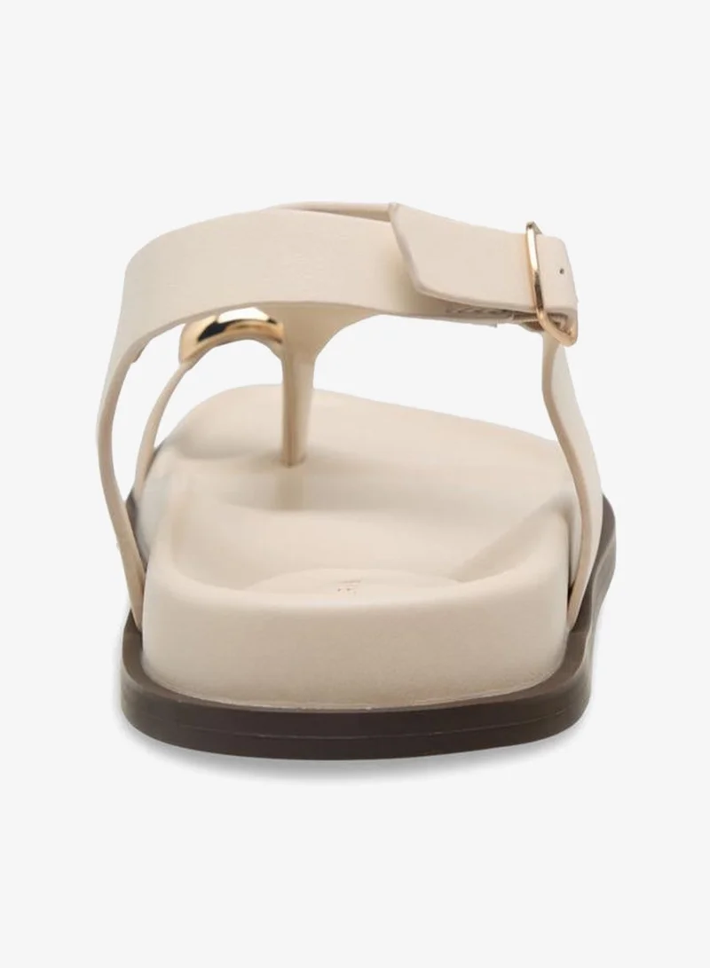 Flora Bella By Shoexpress CREAM Flora Bella Women Toe Loop Detail Sandals for Women | Best Price UAE