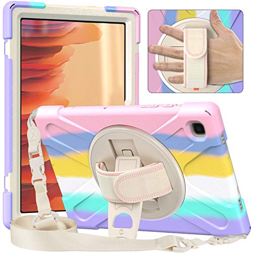 ProElite Rugged 3 Layer Armor case Cover for Samsung Galaxy Tab A7 10.4" SM-T500/T505/T507 Hand Grip and Rotating Kickstand, Rainbow - Image 2