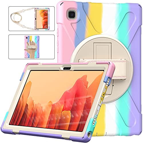 ProElite Rugged 3 Layer Armor case Cover for Samsung Galaxy Tab A7 10.4" SM-T500/T505/T507 Hand Grip and Rotating Kickstand, Rainbow - Image 3