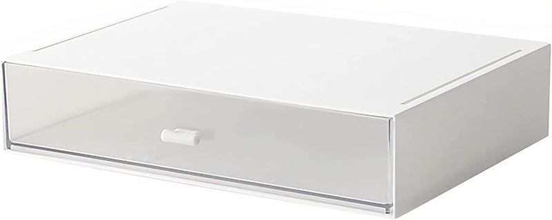kulusion Desk Organizer with Drawers Stackable Storage Drawers, Plastic Compact Desk Storage Box Great for Office School Home Small Space- 1drawers (White) - Image 1