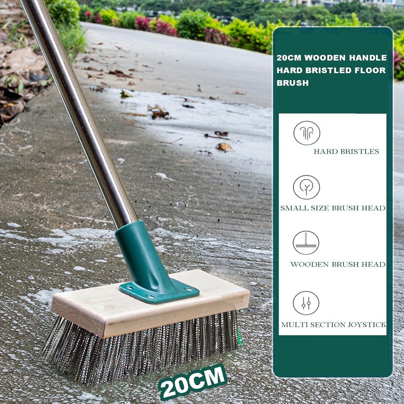 BSMstone Push Broom Brush Stainless Steel Wire Scrub Brush with Long Handle for Moss, Tough Stains on Deck, Grout, Garage, Patio - Image 5