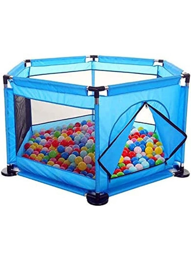 Foldable Baby Kids Playpen Activity Center Room Fitted Floor Baby Kids Safety Protection Care Playpen Tent Crawling Game Folding Fence Toys (Blue)  - Image 1
