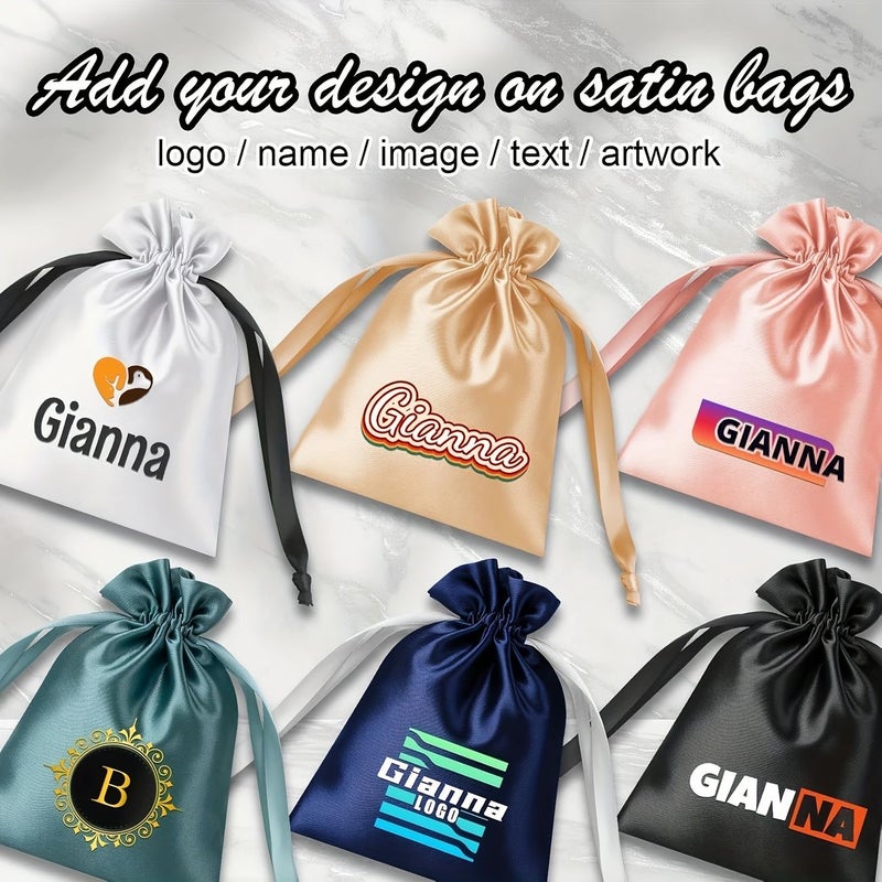Customizable Blue Satin Drawstring Gift Bags 5 12x7 09 Inch For Weddings Valentines Day Graduations 15pcs - Image 1