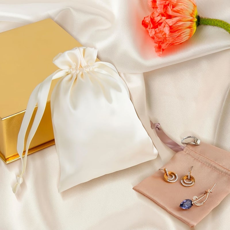 Customizable Blue Satin Drawstring Gift Bags 5 12x7 09 Inch For Weddings Valentines Day Graduations 15pcs - Image 5