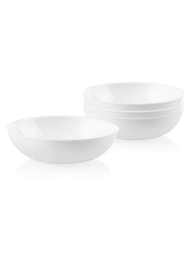Corelle طقم أطباق كوريل 4 قطع، خدمة لـ 4، أطباق زجاجية متينة وصديقة للبيئة بحجم 9-1/4 بوصة، طقم أطباق مدمجة، آمنة للاستخدام في الميكروويف وغسالة الصحون، بيضاء، 46 أونصة - Image 1