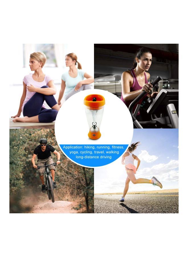 NIBEMINENT Electric Mixing Shaker Bottle Orange/Clear  - Image 4