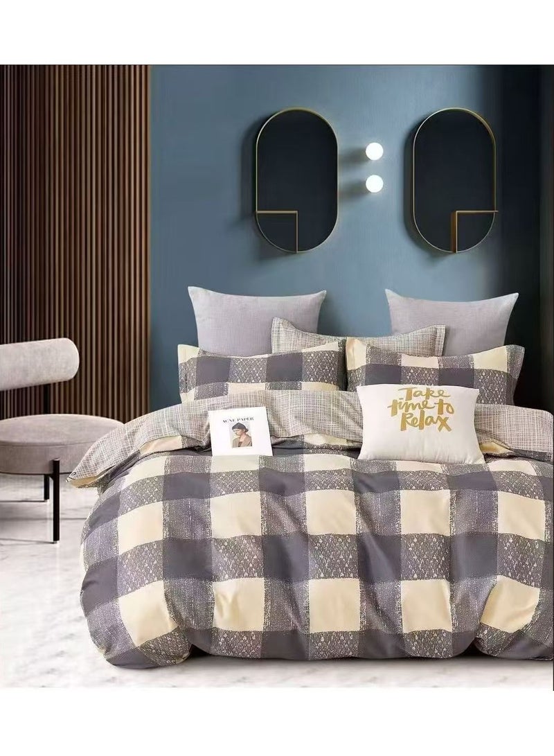 AL RAID Super Soft King Size Duvet Cover Set Hotel Luxury Feel Cotton Material Bedding Set Fad and Wrinkle Resistant Bed Sheet Set Include 1 Fitted Sheet 1 Duvet Cover and 4 Pillowcases