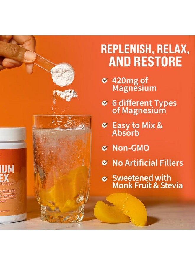 GoBiotix Magnesium Glycinate Powder - Cortisol Supplement for Women and Men - High Absorption Magnesium Complex Calm Supplement with Citrate, Malate - Sugar Free - 420 mg, 60 Servings, Peach Tea - Image 4