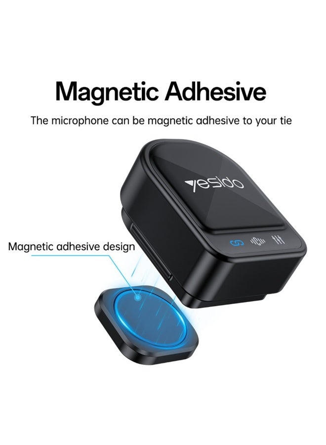 YESIDO KR19 Dual Wireless Lavalier Microphone System (2-in-1) - Compact Magnetic Mount - CD Sound Quality - 100m Range - Compatible with iOS/Android (For Content Creators and Interviewers) - Image 3