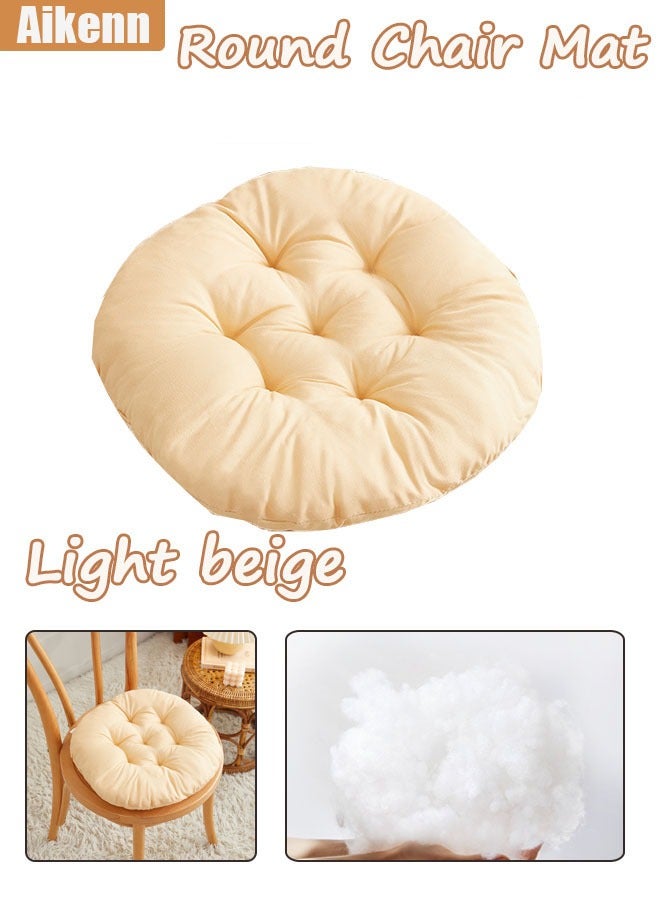 Aikenn Round Chair Pads Seat Cushion with Ties Thick Tatami Floor Pillow Sofa Car Office Chair Cushion for Meditation Yoga Living Room Balcony Beige - Image 1
