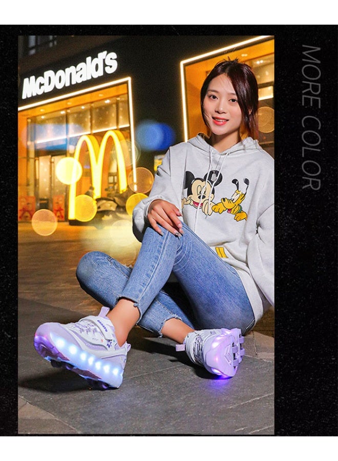 إسكدنيا Kids Roller Skates Shoes 4 Wheels Roller Shoes Boys Girls Wheel Shoes Roller Sneakers Shoes for Beginner More Balanced - Image 4