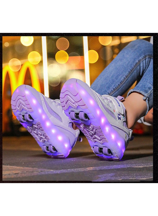 إسكدنيا Kids Roller Skates Shoes 4 Wheels Roller Shoes Boys Girls Wheel Shoes Roller Sneakers Shoes for Beginner More Balanced - Image 5