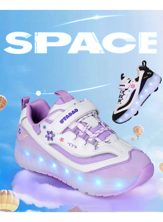 إسكدنيا Kids Roller Skates Shoes 4 Wheels Roller Shoes Boys Girls Wheel Shoes Roller Sneakers Shoes for Beginner More Balanced - Image 3