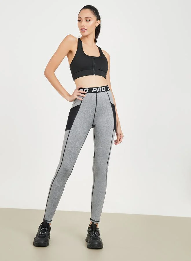 Styli Melange Stitch and Mesh Pocket Detail Leggings