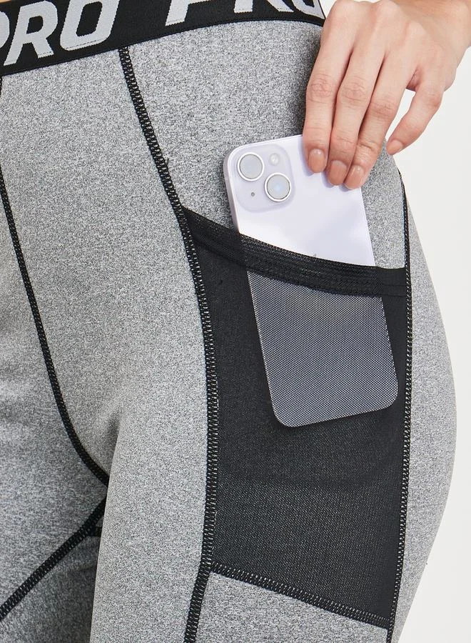 Styli Melange Stitch and Mesh Pocket Detail Leggings