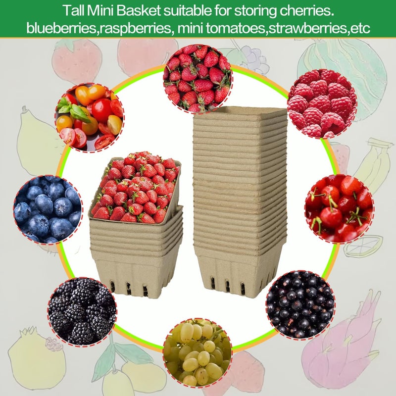 DADAB 30 Pack Natural Pulp Fiber Berry Basket, Molded Produce Vented Basket Kitchen Supplies for Strawberry Blueberry Raspberry, fruit baskets,berry containers,strawberry basket,berry,farmers market stand - Image 3