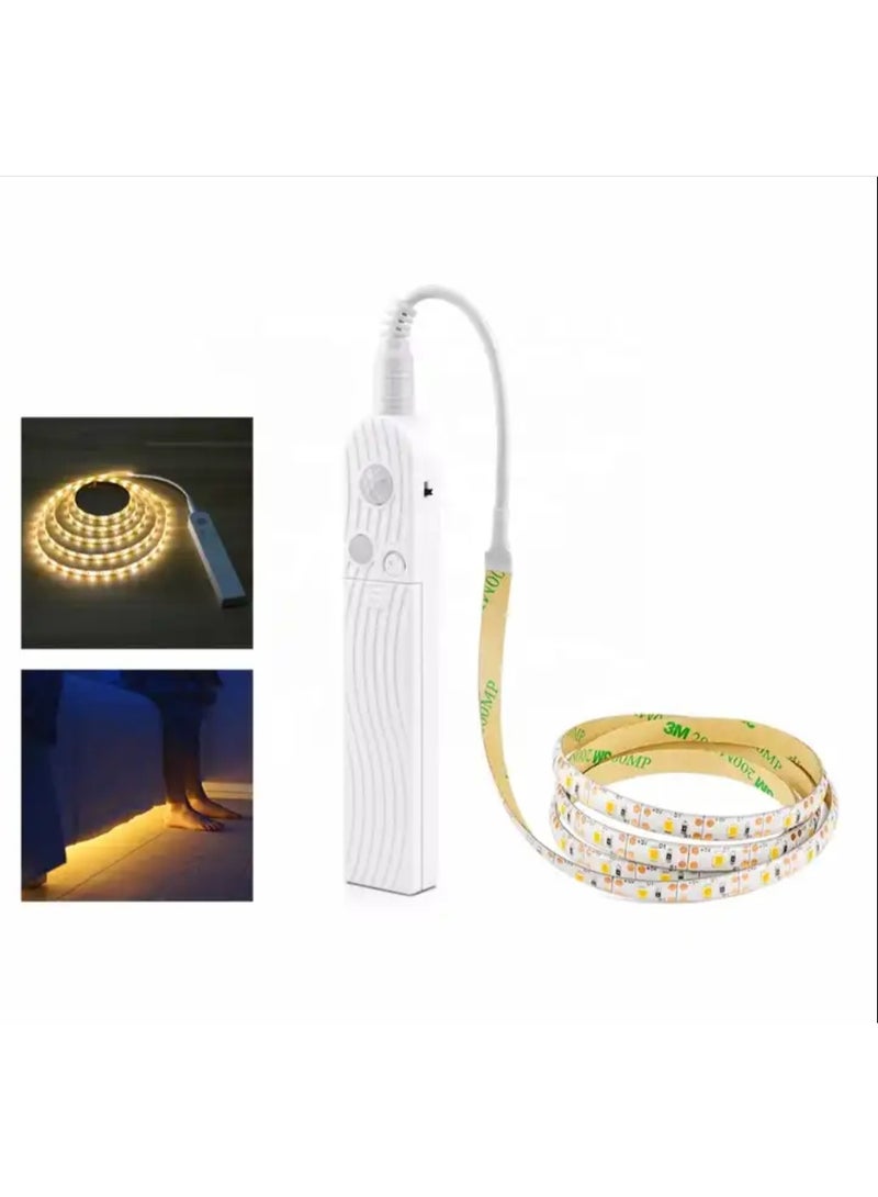 LED sensor wardrobe light Battery or USB powered Motion Activated LED Strip Closet Light Strip for Wardrobe, Cabinet, Pantry, Closet (2M, Warm White) - Image 3