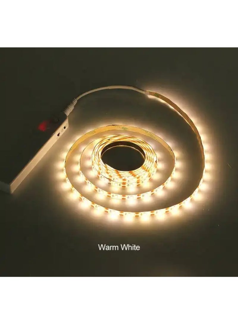 LED sensor wardrobe light Battery or USB powered Motion Activated LED Strip Closet Light Strip for Wardrobe, Cabinet, Pantry, Closet (2M, Warm White) - Image 2