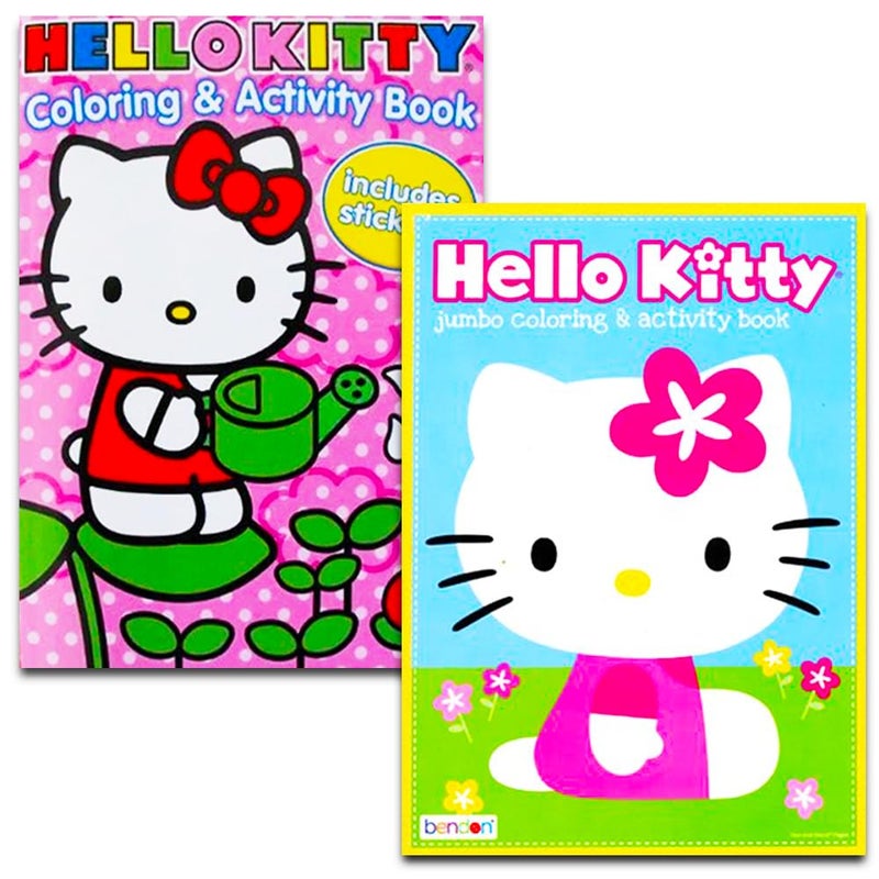 Hello Kitty مجموعة كتب تلوين ونشاط هالو كيتي الفائقة ~ 5 كتب تلوين هالو كيتي، أقلام تلوين، وأكثر من 50 ملصق هالو كيتي (حزمة حفلة هالو كيتي) - Image 2