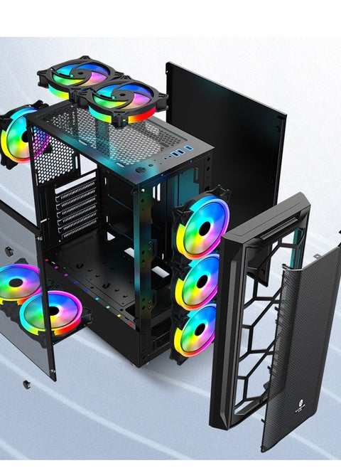 Desktop Computer Case Chassis | Gaming Computer Case with Tempered Glass | RGB Fan | MATX Case