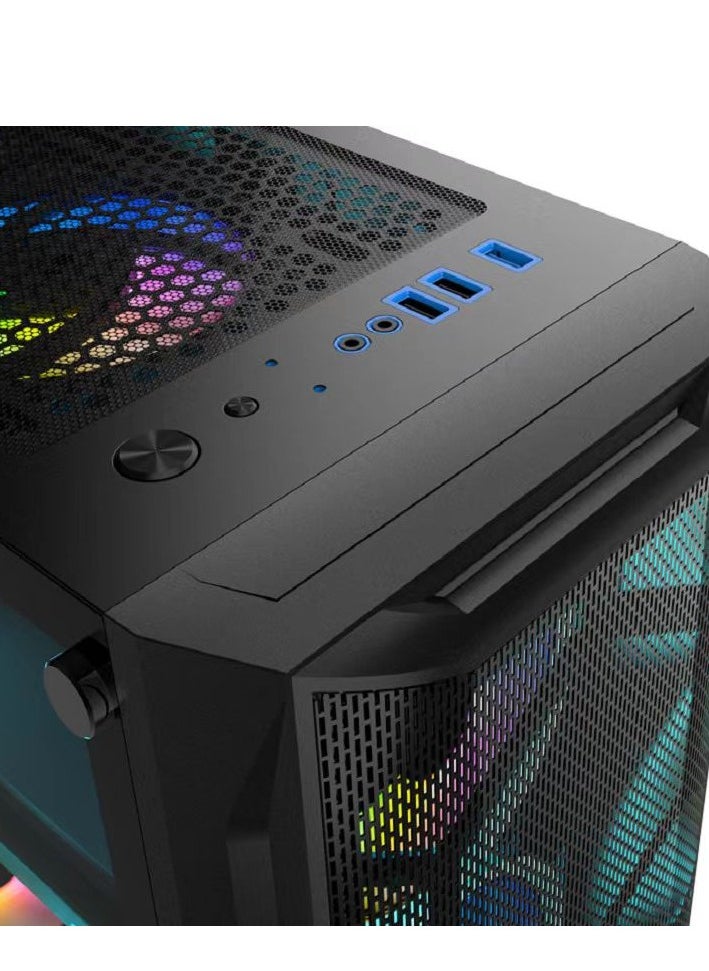 Desktop Computer Case Chassis | Gaming Computer Case with Tempered Glass | RGB Fan | MATX Case