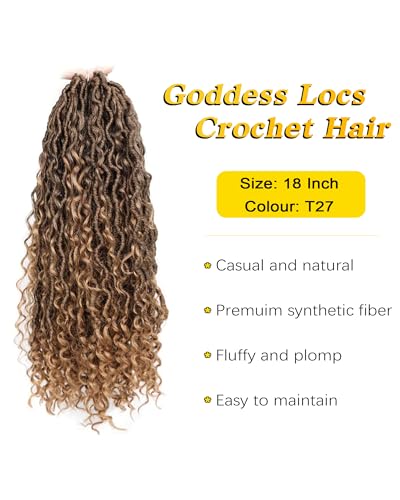 Aeagoo Goddess Locs Crochet Hair 18 Inch, 7 Packs Curly Faux Locs Crochet Hair, Crochet Braids Hair For Black Women Hair Extensions (18 Inch, 7 Packs, T1B27) - Image 2