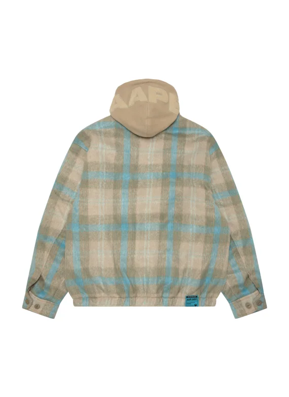 AAPE Moonface logo check hooded jacket