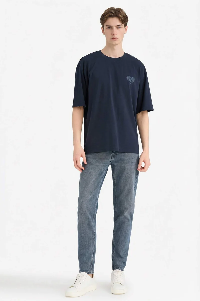 DeFacto Boxy Fit Printed Cotton T-Shirt
