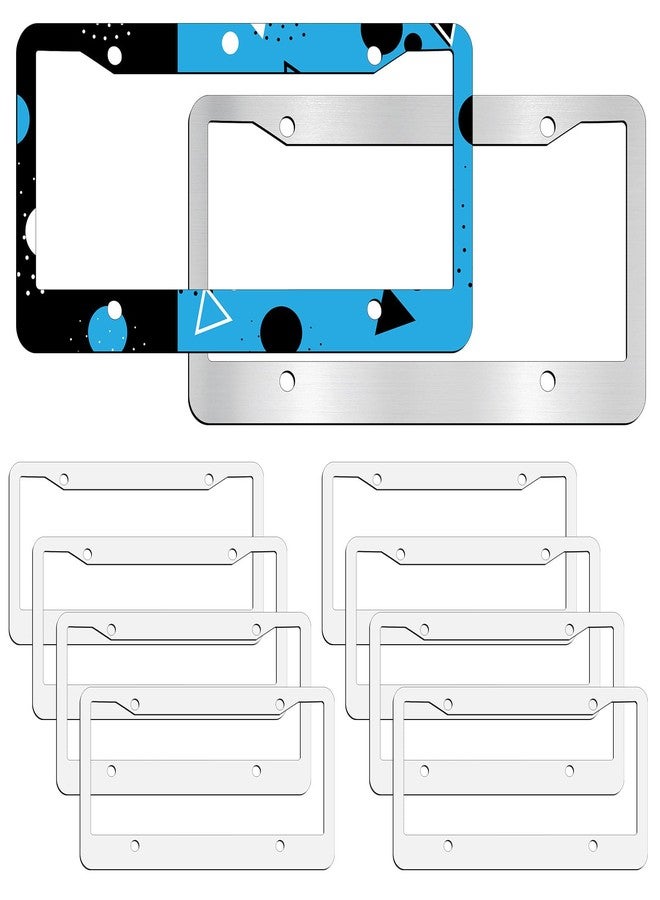 OKBA 10 pcs Sublimation License Plate Frame Blanks,White Metal Aluminum car Tag, DIY Custom Picture Design for car tag Frame (12.2x6.3x0.04in) - Image 1