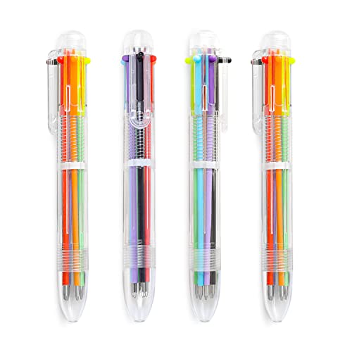 Hutou 4 Pack 0.5mm 6-in-1 Multicolor Ballpoint Pen 6 Colors Retractable Ballpoint Pens Kids Party Favors Pen - Image 1