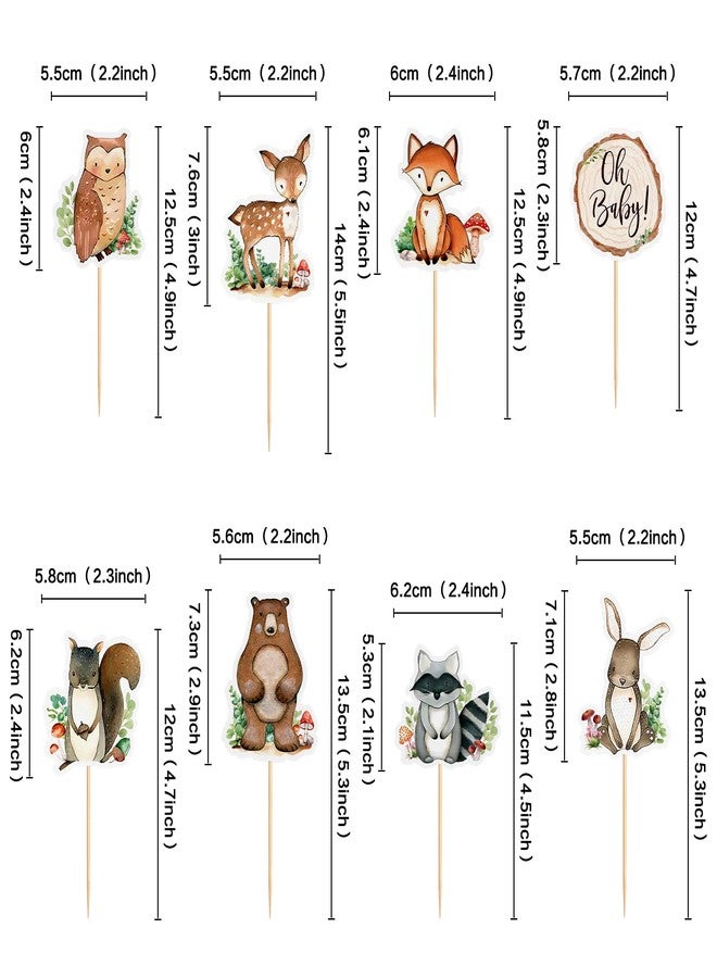Ercadio 32 Pcs Woodland Party Cupcake toppers Picks Oh Baby Party Decorations Woodland Animals Cake Woodland Theme Baby Boy Girl Birthday Favors Woodland Party Supplies - Image 2