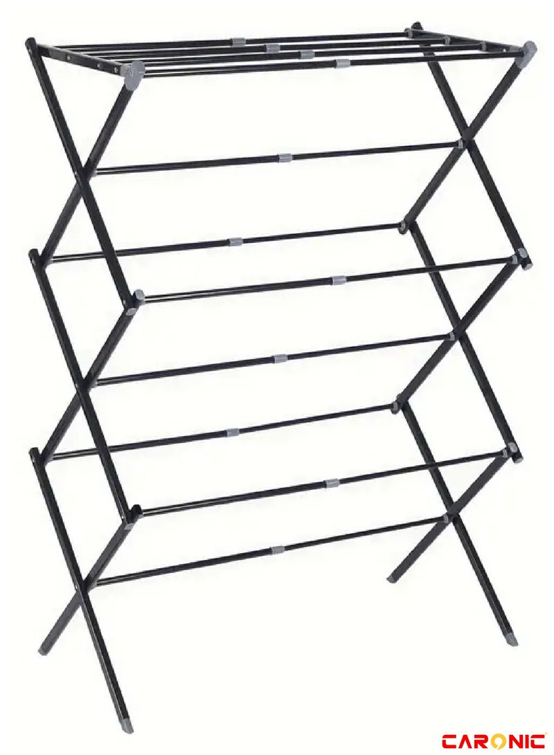 CARONIC Drying Rack Clothing Metal Collapsible Clothes Drying Rack For Clothes Towel Oversize Indoor Outdoor Laundry Room Black  - Image 1