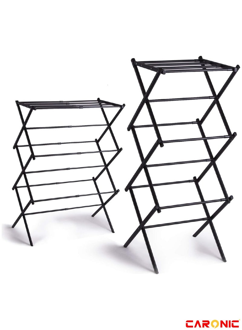 CARONIC Drying Rack Clothing Metal Collapsible Clothes Drying Rack For Clothes Towel Oversize Indoor Outdoor Laundry Room Black  - Image 3