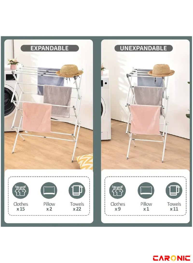 CARONIC Drying Rack Clothing Metal Collapsible Clothes Drying Rack For Clothes Towel Oversize Indoor Outdoor Laundry Room Black  - Image 4