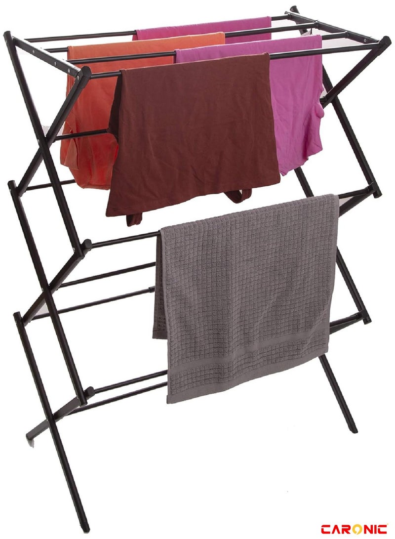 CARONIC Drying Rack Clothing Metal Collapsible Clothes Drying Rack For Clothes Towel Oversize Indoor Outdoor Laundry Room Black  - Image 5