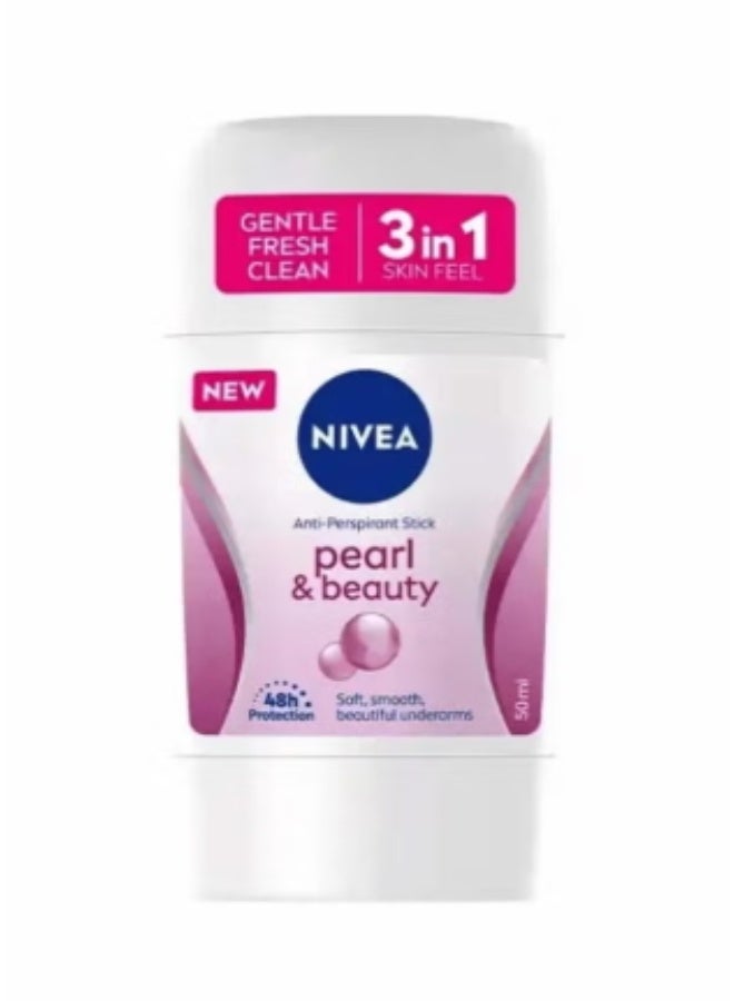 Nivea Pearl & Beauty Antiperspirant, 3 in 1, for Women, 50 ml